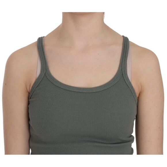 PINK MEMORIES Ribbed Tank Top Sleeveless Round Neck Women Green Tops & T-Shirts - Picture 5 of 5